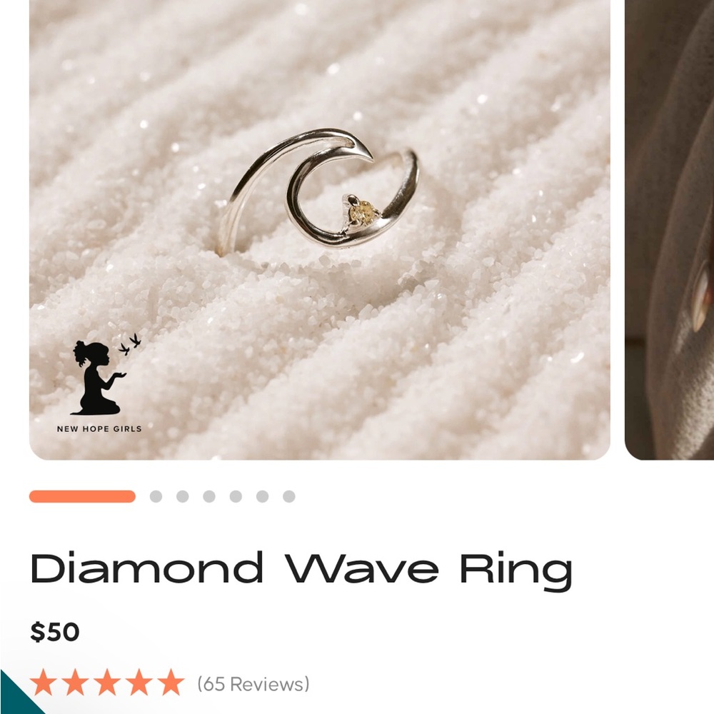 Pura Vida Silver Wave Ring with Diamond Accent